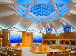<p>The sanctuary at Temple Beth Israel in Merion Station, PA was desperately in need of a new lighting scheme, as well as to complement the seating and material renovations for the 1950’s architecturally-iconic temple.</p>
